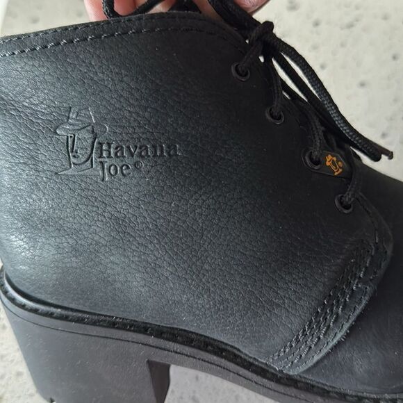 Havana Joe Black Oiled Leather Chukka Ankle Boots Women’s Block Heel Size EU 37 - Picture 9 of 12